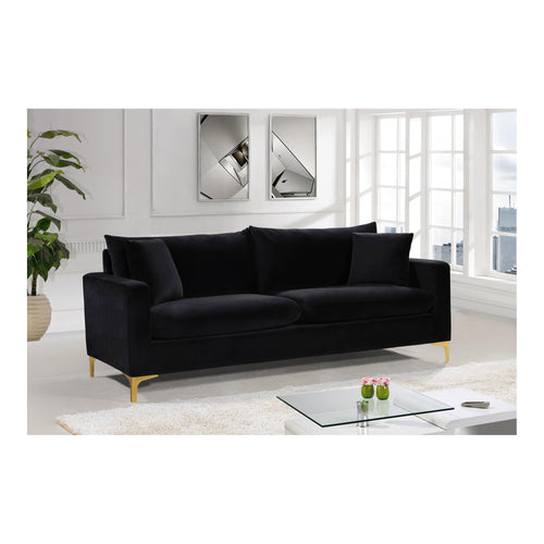 Naomi 81.5" Velvet Upholstered Sofa in Black