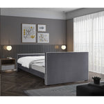 Dillard Velvet Upholstered King Bed in Grey