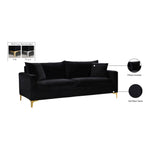 Naomi 81.5" Velvet Upholstered Sofa in Black