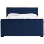 Dillard Velvet Upholstered King Bed in Navy