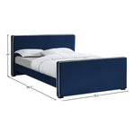 Dillard Velvet Upholstered King Bed in Navy