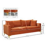 Naomi 81.5" Velvet Upholstered Sofa in Cognac