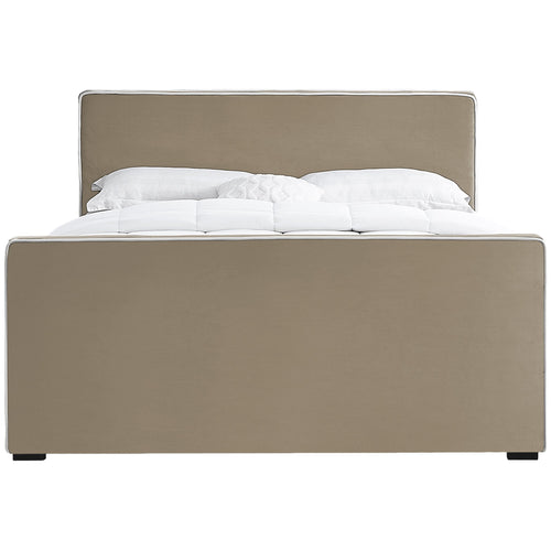 Dillard Velvet Upholstered Queen Bed in Beige