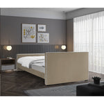 Dillard Velvet Upholstered Queen Bed in Beige