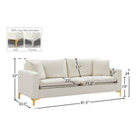 Naomi 81.5" Velvet Upholstered Sofa in Cream