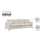 Naomi 81.5" Velvet Upholstered Sofa in Cream