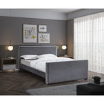 Dillard Velvet Upholstered Queen Bed in Grey