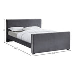 Dillard Velvet Upholstered Queen Bed in Grey
