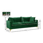 Naomi 81.5" Velvet Upholstered Sofa in Green