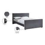 Dillard Velvet Upholstered Queen Bed in Grey
