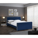 Dillard Velvet Upholstered Queen Bed in Navy