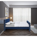Dillard Velvet Upholstered Queen Bed in Navy