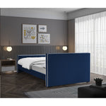 Dillard Velvet Upholstered Queen Bed in Navy