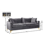 Naomi 81.5" Velvet Upholstered Sofa in Grey