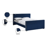 Dillard Velvet Upholstered Queen Bed in Navy