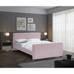 Dillard Velvet Upholstered Queen Bed in Pink