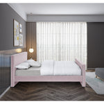Dillard Velvet Upholstered Queen Bed in Pink
