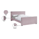 Dillard Velvet Upholstered Queen Bed in Pink