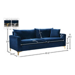 Naomi 81.5" Velvet Upholstered Sofa in Navy