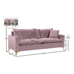 Naomi 81.5" Velvet Upholstered Sofa in Pink