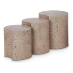 Dimple Iron 3pc. Modular Nesting End / Side Table in Taupe
