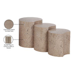 Dimple Iron 3pc. Modular Nesting End / Side Table in Taupe