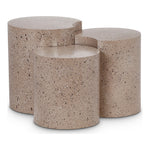 Dimple Iron 3pc. Modular Nesting End / Side Table in Taupe