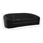 Riley 91" Velvet Upholstered Sofa in Black