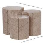 Dimple Iron 3pc. Modular Nesting End / Side Table in Taupe