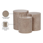 Dimple Iron 3pc. Modular Nesting End / Side Table in Taupe