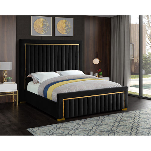 Dolce Velvet Upholstered King Bed (3 Boxes) in Black