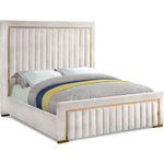 Dolce Velvet Upholstered King Bed (3 Boxes) in Cream