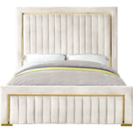 Dolce Velvet Upholstered King Bed (3 Boxes) in Cream