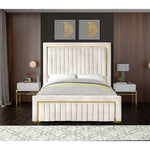 Dolce Velvet Upholstered King Bed (3 Boxes) in Cream