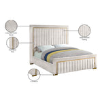 Dolce Velvet Upholstered King Bed (3 Boxes) in Cream
