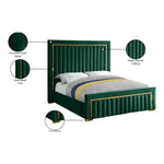 Dolce Velvet Upholstered King Bed (3 Boxes) in Green
