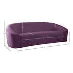 Riley 91" Velvet Upholstered Sofa in Purple