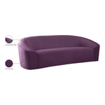Riley 91" Velvet Upholstered Sofa in Purple