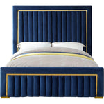 Dolce Velvet Upholstered King Bed (3 Boxes) in Navy