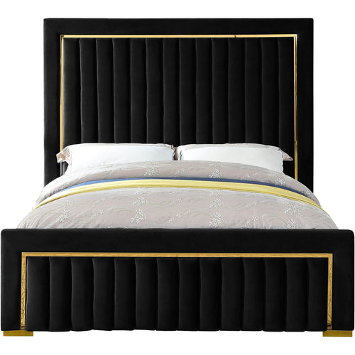 Dolce Velvet Upholstered Queen Bed (3 Boxes) in Black