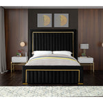 Dolce Velvet Upholstered Queen Bed (3 Boxes) in Black