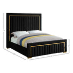 Dolce Velvet Upholstered Queen Bed (3 Boxes) in Black