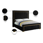 Dolce Velvet Upholstered Queen Bed (3 Boxes) in Black