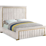 Dolce Velvet Upholstered Queen Bed (3 Boxes) in Cream