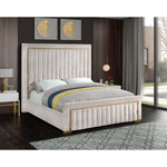 Dolce Velvet Upholstered Queen Bed (3 Boxes) in Cream