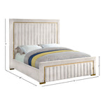 Dolce Velvet Upholstered Queen Bed (3 Boxes) in Cream