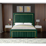 Dolce Velvet Upholstered Queen Bed (3 Boxes) in Green