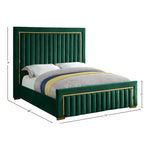 Dolce Velvet Upholstered Queen Bed (3 Boxes) in Green