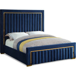 Dolce Velvet Upholstered Queen Bed (3 Boxes) in Navy
