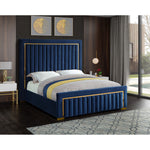 Dolce Velvet Upholstered Queen Bed (3 Boxes) in Navy